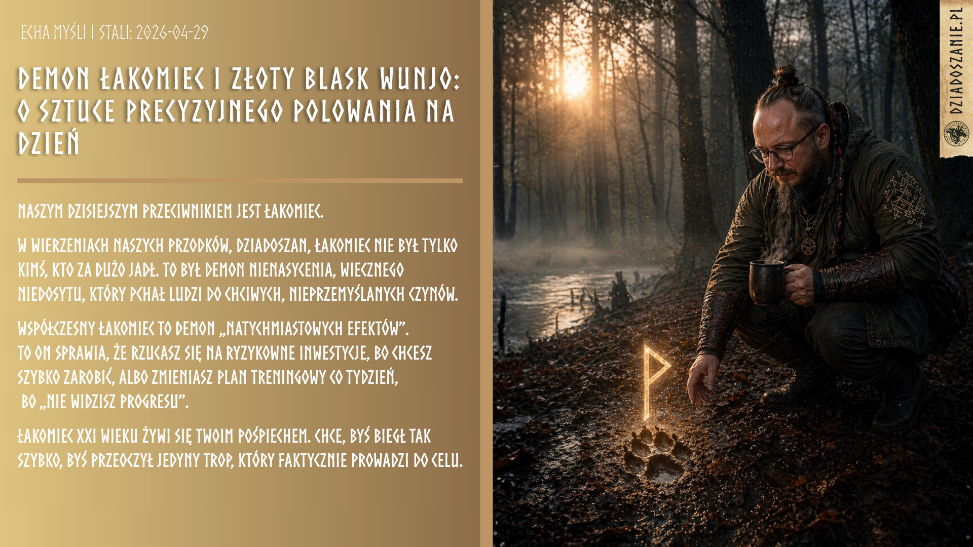 Echa Myśli i Stali: Demon Łakomiec i złoty blask Wunjo: O sztuce precyzyjnego polowania na dzień